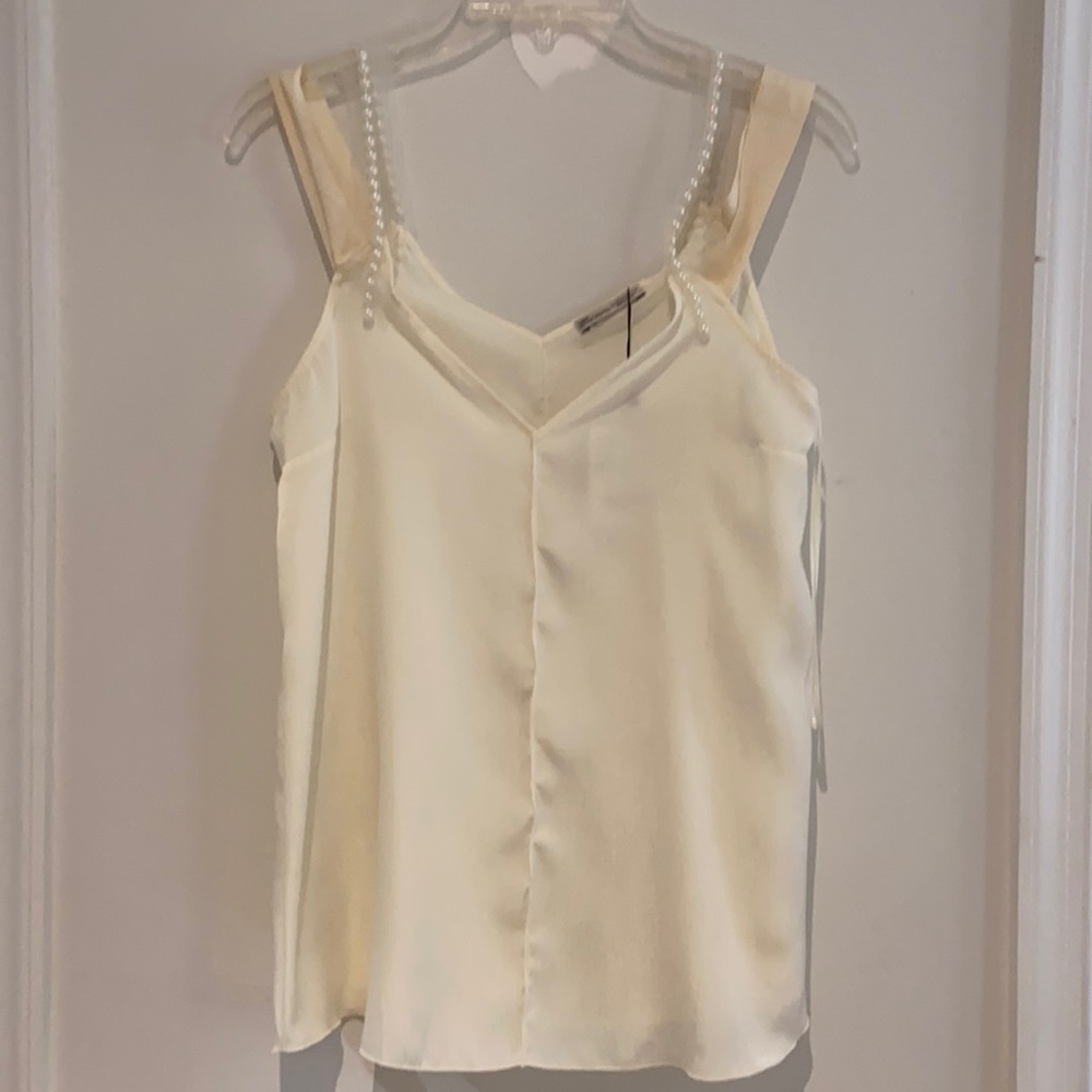 Zara off the shoulder pearl top